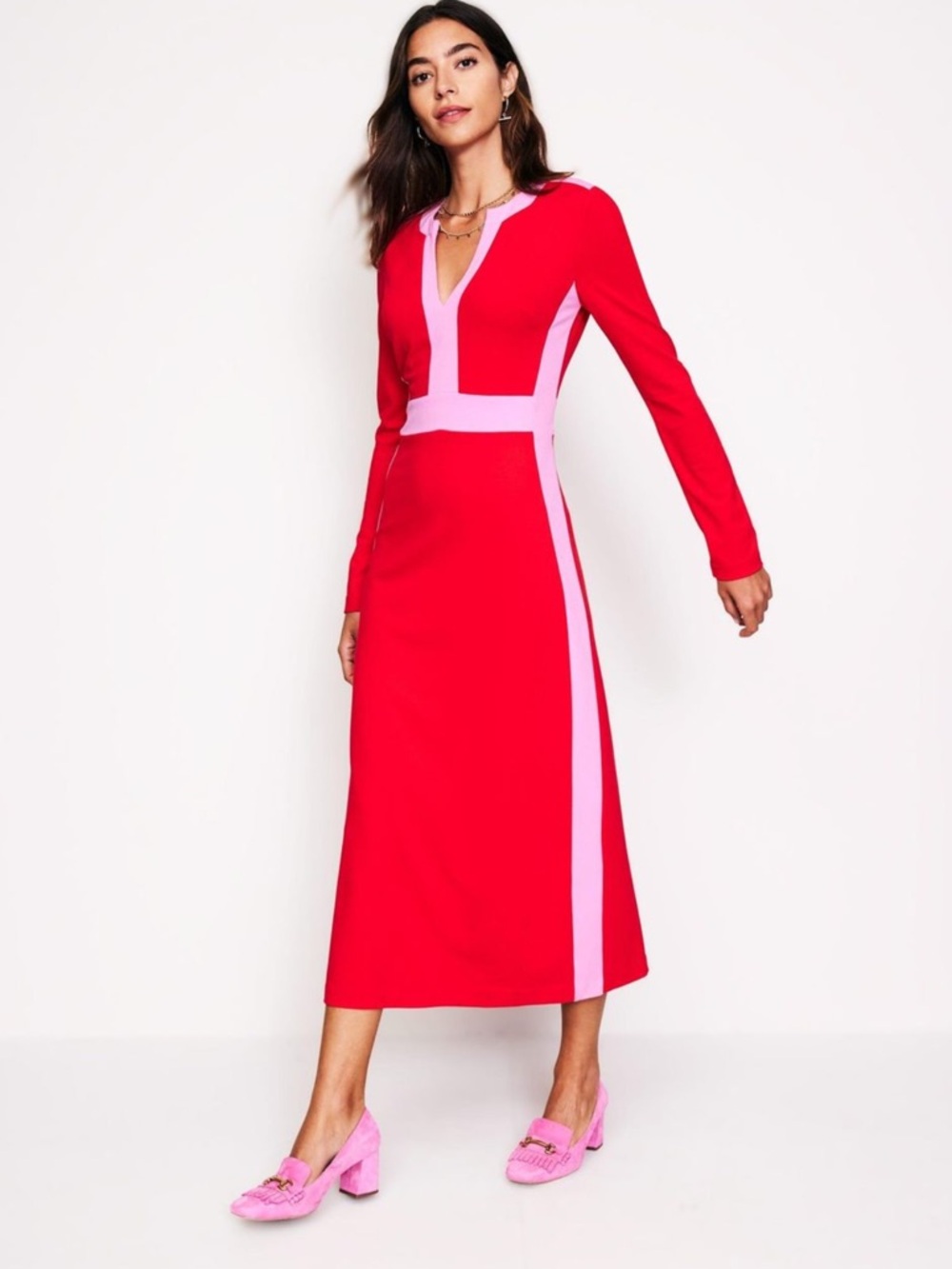 Boden Catherine Ponte Midi Dress - Red/Pink - Size 0 NWT